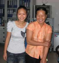 Kieu and mom, very happy to return to school
