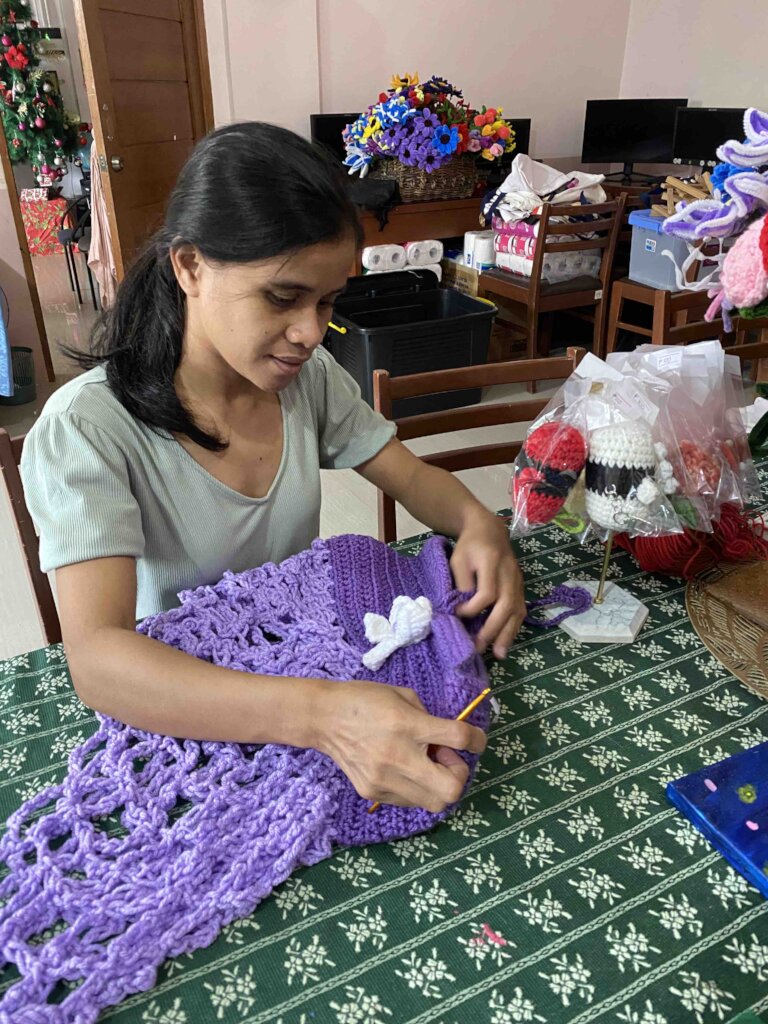Crocheting clothes and flowers
