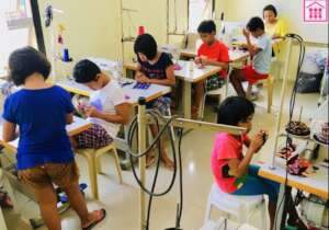 Sewing room set up with 2015 UNWG grant