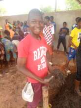 Student working on the compost project