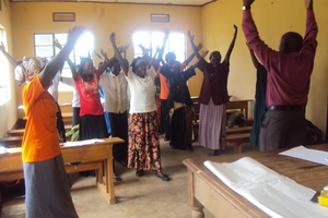 women having a break during the sensitization