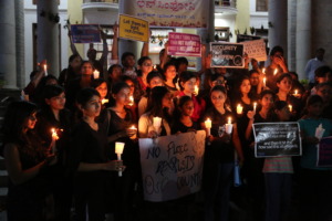 young women protesting sexual violence in India