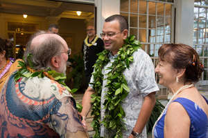 Amb. Jumeau is greeted by Governor Abercrombie