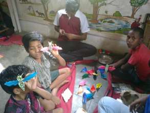 A collage making workshop with our volunteers