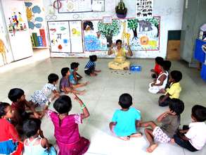 Pre primary children listening attentively