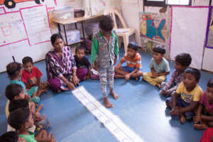 Children learning numbers