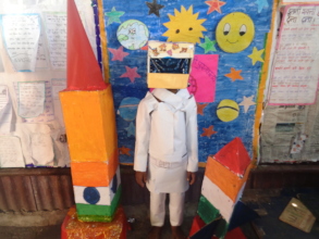 Primary children created space suite out of scrap