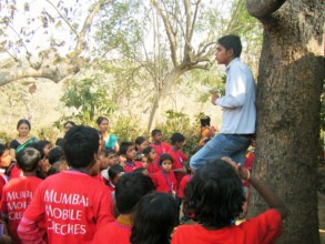 Children attending a session about fertilisers
