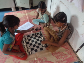 Girls from our centre practicing chess