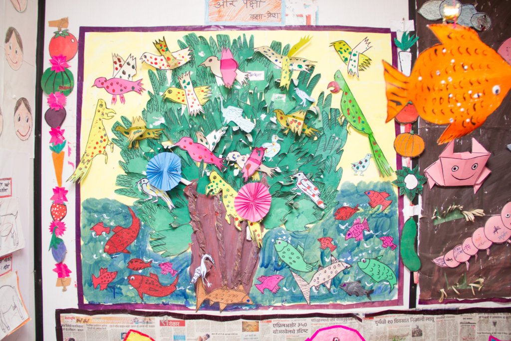 Children's artwork displayed on the theme - Birds