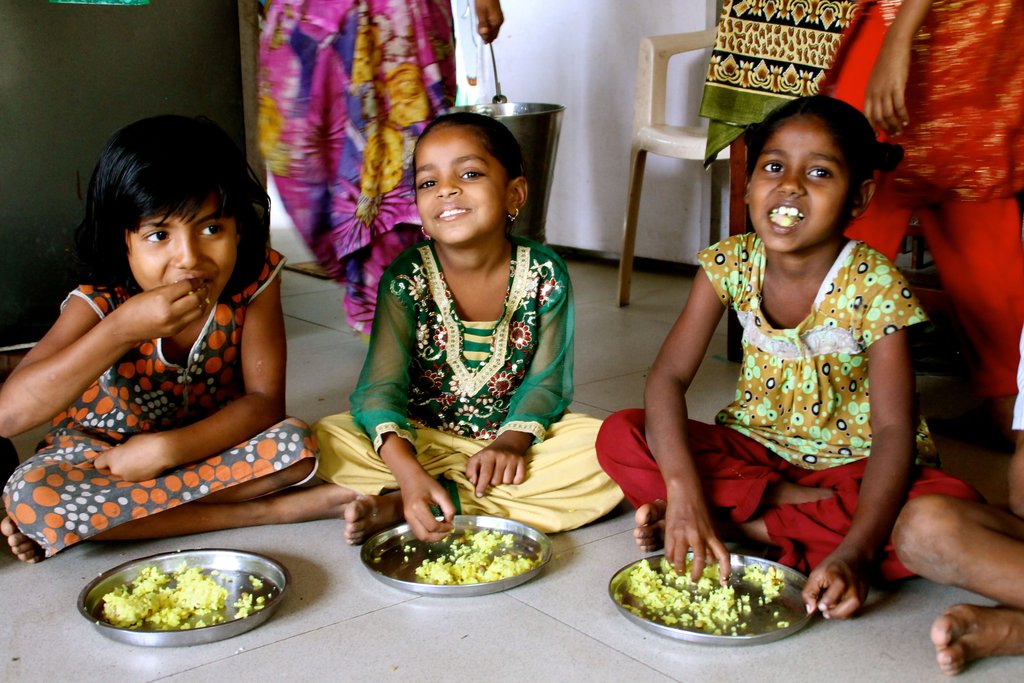 Enjoying the yummy lunch at the centre
