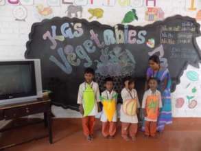 Children enact the vegetables