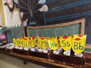 Alphabets on plastic cups!