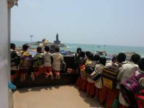 Near the Valluvar statue in Kanyakumari!