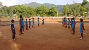 Under-14 boys team assemble for the match!