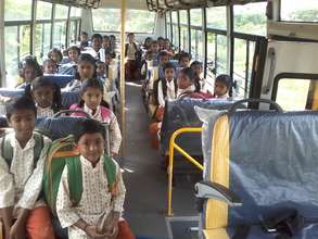 Children in school bus of Erode school