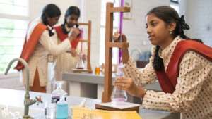 Isha Vidhya students at Science Lab