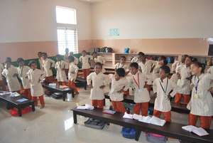 Students in a Isha Vidhya school class room