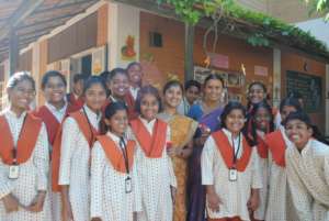 Girl students at Isha Vidhya school