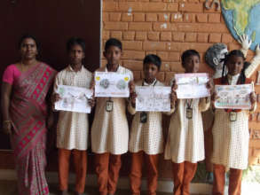 students with their work