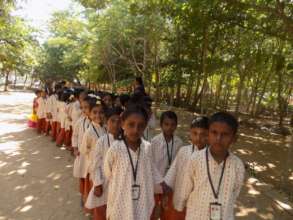Students visiting the farm