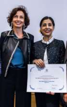 Hassina w/ UNESCO director-general, Audrey Azoulay
