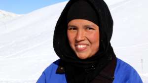 Shukria stops for a picture