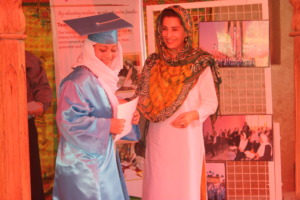 Hassina Sherjan awarding diplomas