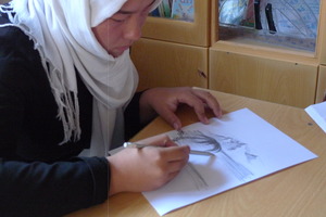A young artist at work