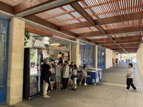 Visitors enjoying the food truck cafe