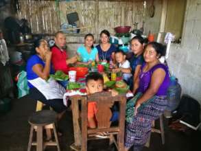 Chef Fermin (in red) and participants share lunch