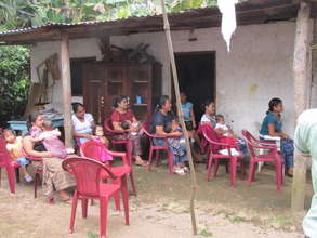 Class on a home patio in a remote area