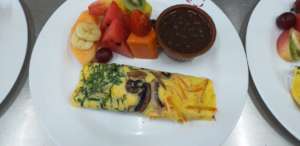 Omelet w/ nutritious fresh mushrooms &  greens