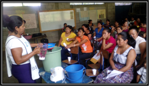 Demonstrating making fresco (using clean methods)