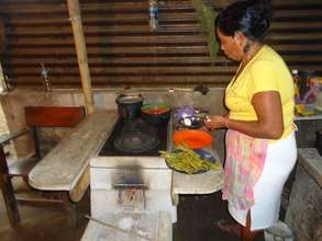 Cooking on vented stove w/ easy-to-clean surfaces