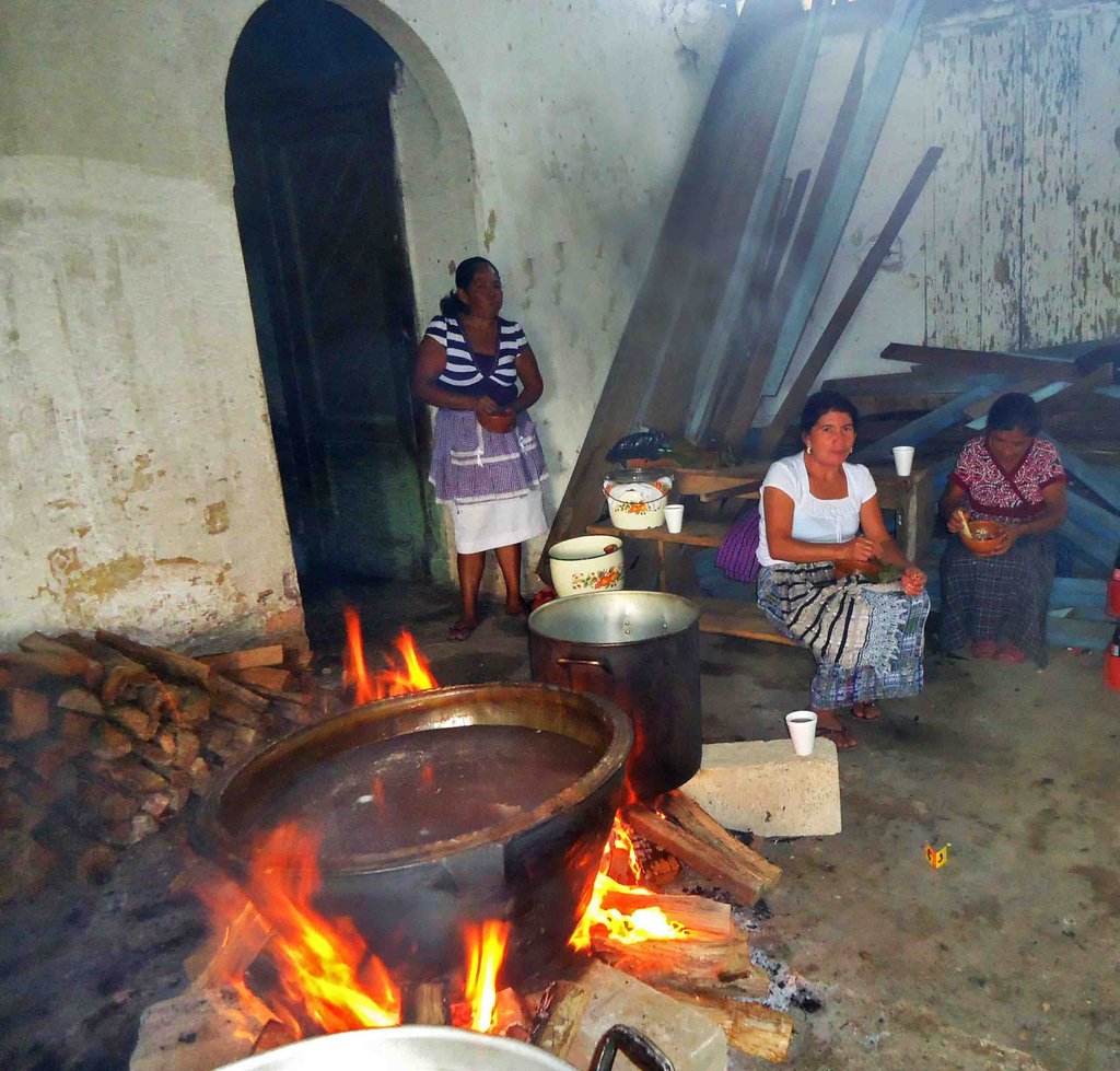 Some cooking still occurs over ground-level fires