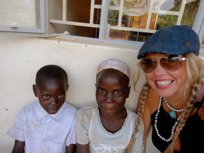 With the kids at the clinic