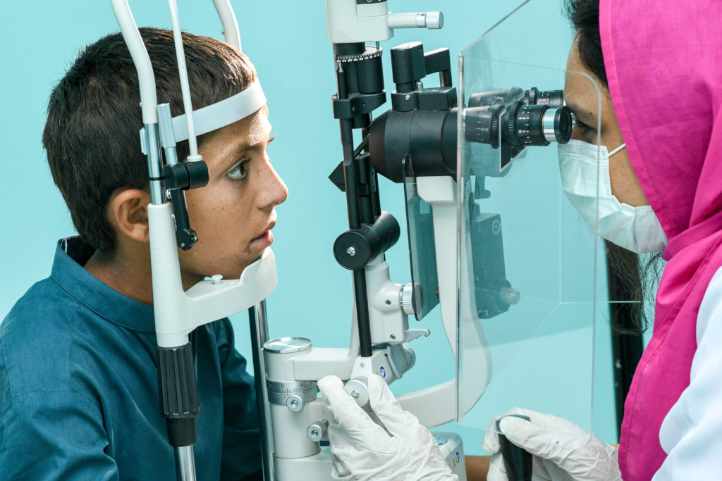 Child undergoing eye examination