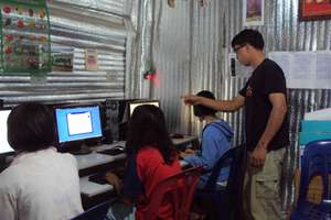 Teaching a computer class.