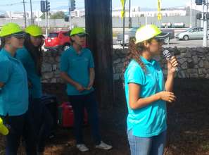 President Samantha Cano gives speech to volunteers