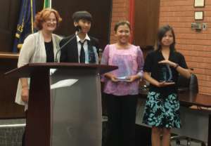 LEAD Speech Contest Grads pose with their awards