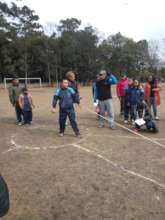 taking position for soft ball throw