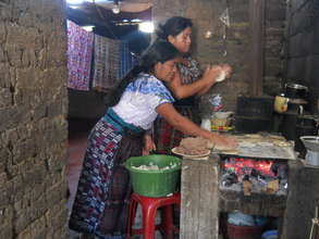 making tortillas with new floor in background