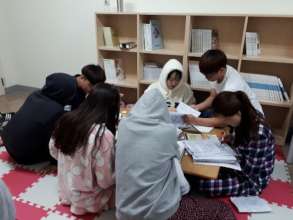 homework group study in the evening