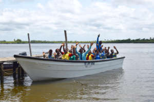 The new boat with the JSS students and teachers!