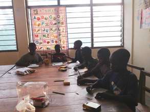 Children participating in art therapy