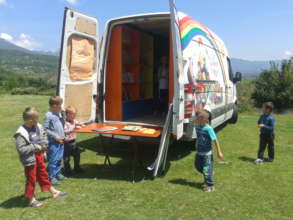 Young children high in the mountains