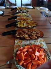 Haitian Dinner: Papaya, sweet potato, plantains