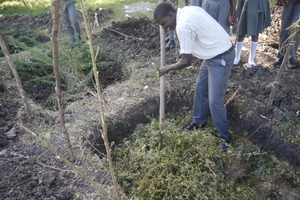 Students making their compost pile