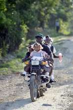 Dad's motorcycle gets us there quickly!